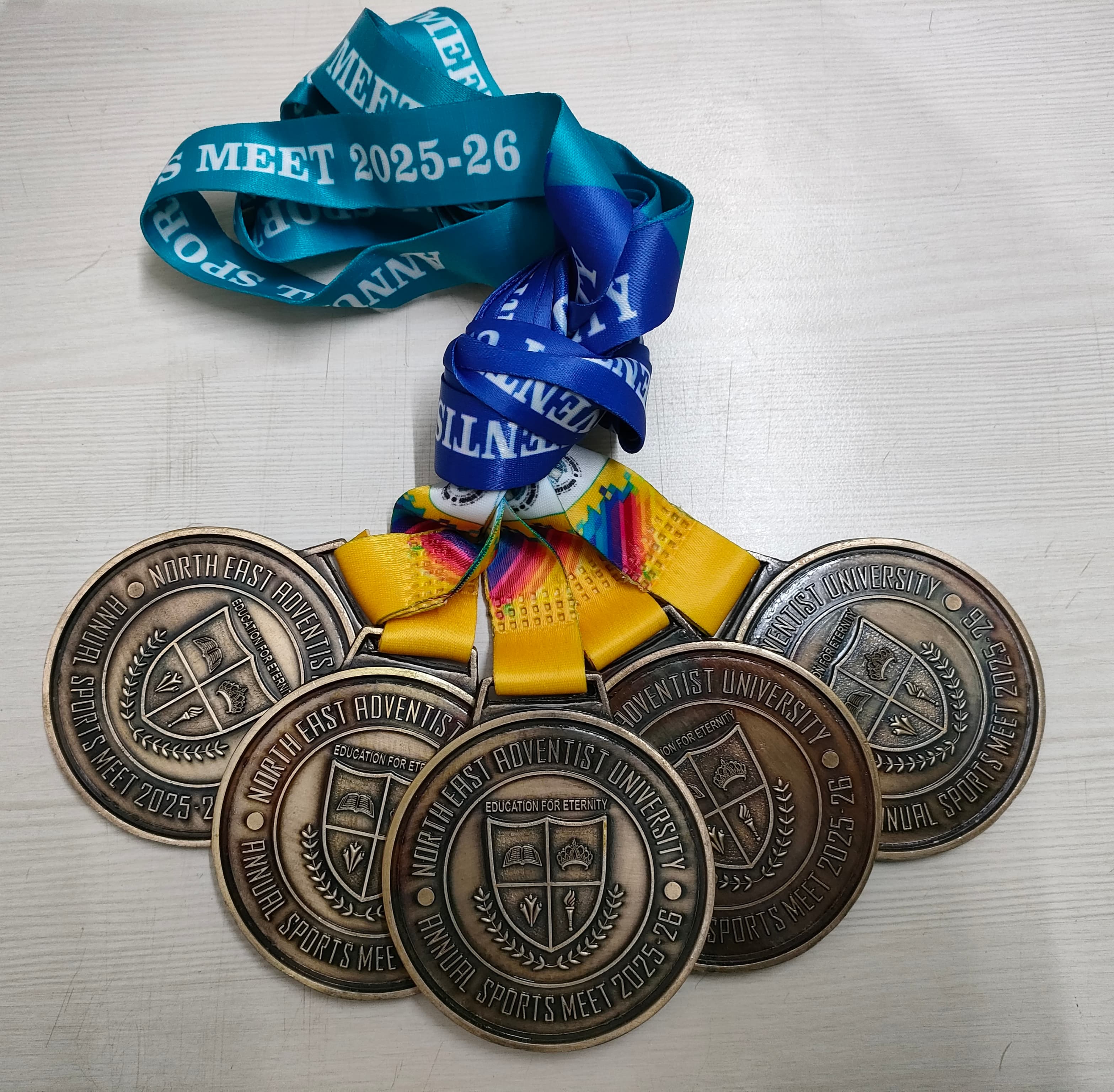 Custom High-Relief Zinc Gold Medal with Ribbon