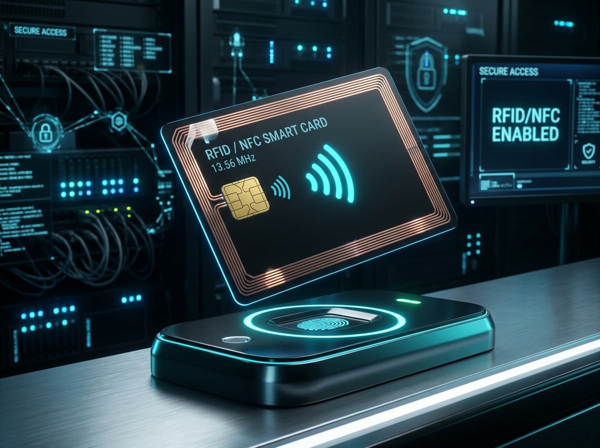 Futuristic Matte Black RFID NFC Contactless Smart Access Card with Internal Antenna Glow