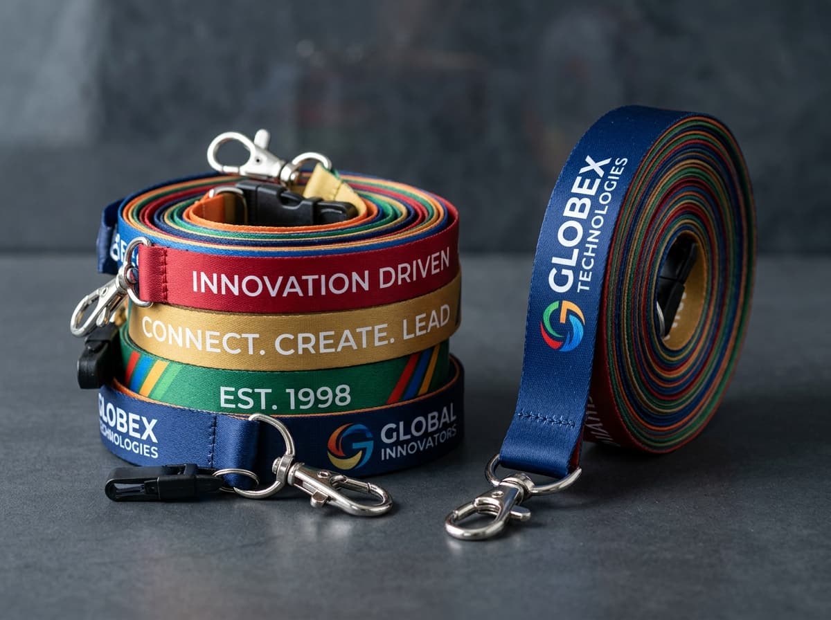 Custom Printed 20mm Satin Lanyards with Metallic Dog Hooks and Safety Breakaways