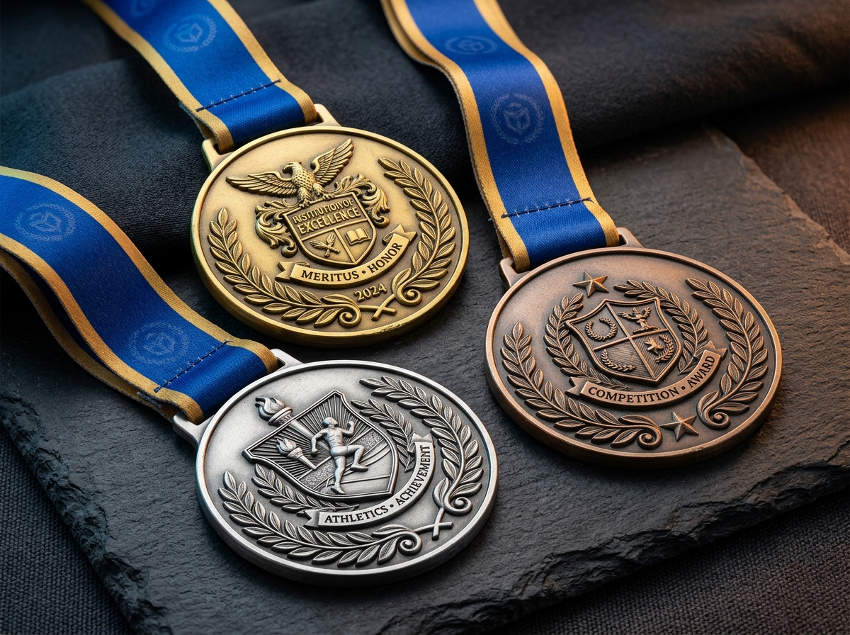 Custom Zinc Medals 3D Die-Cast Zinc Medals with Satin Ribbons in Your City