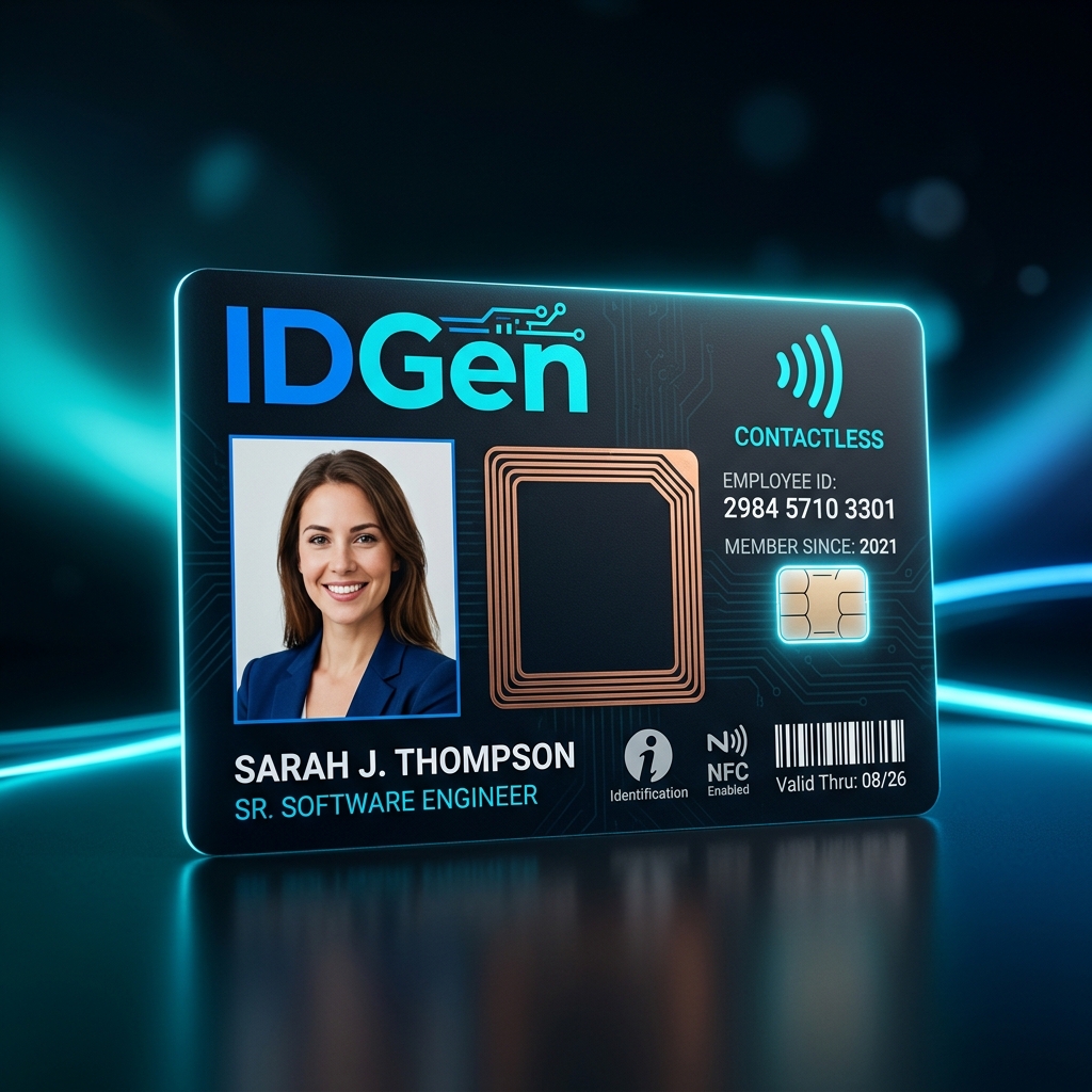 13.56 MHz RFID Smart Identity Cards IDGen 13.56 MHz Contactless RFID Smart Card with embedded microchip antenna inlay