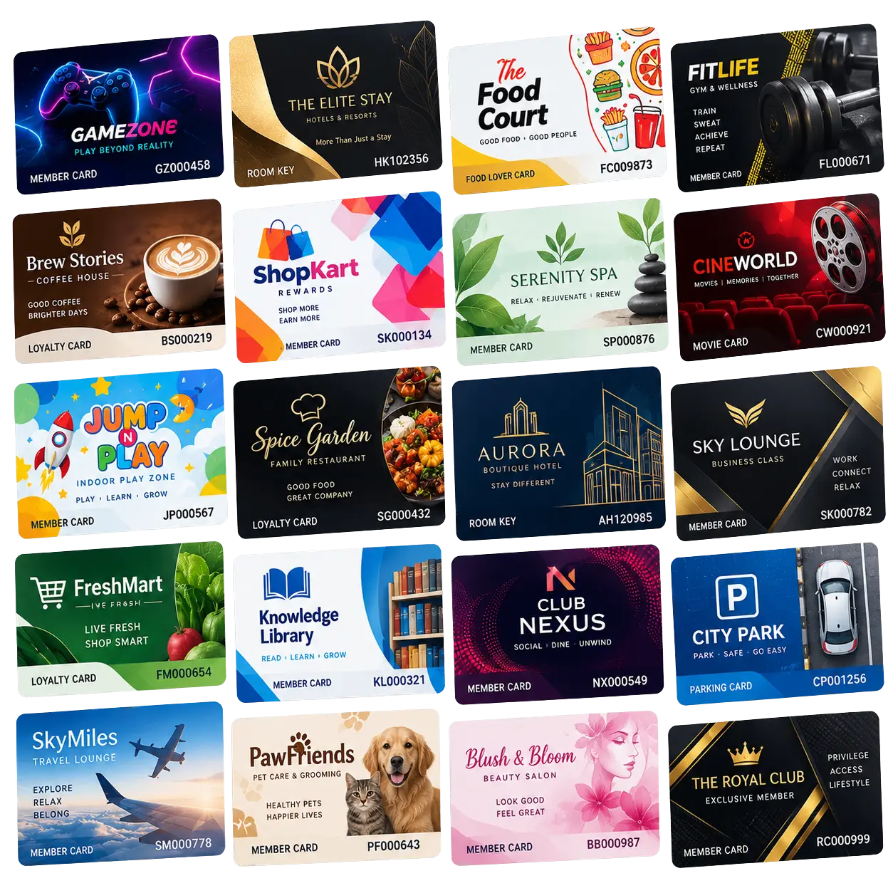 Club, Gym & Association Designs Assorted membership card designs for fitness gyms, golf clubs, and professional associations by IDGen