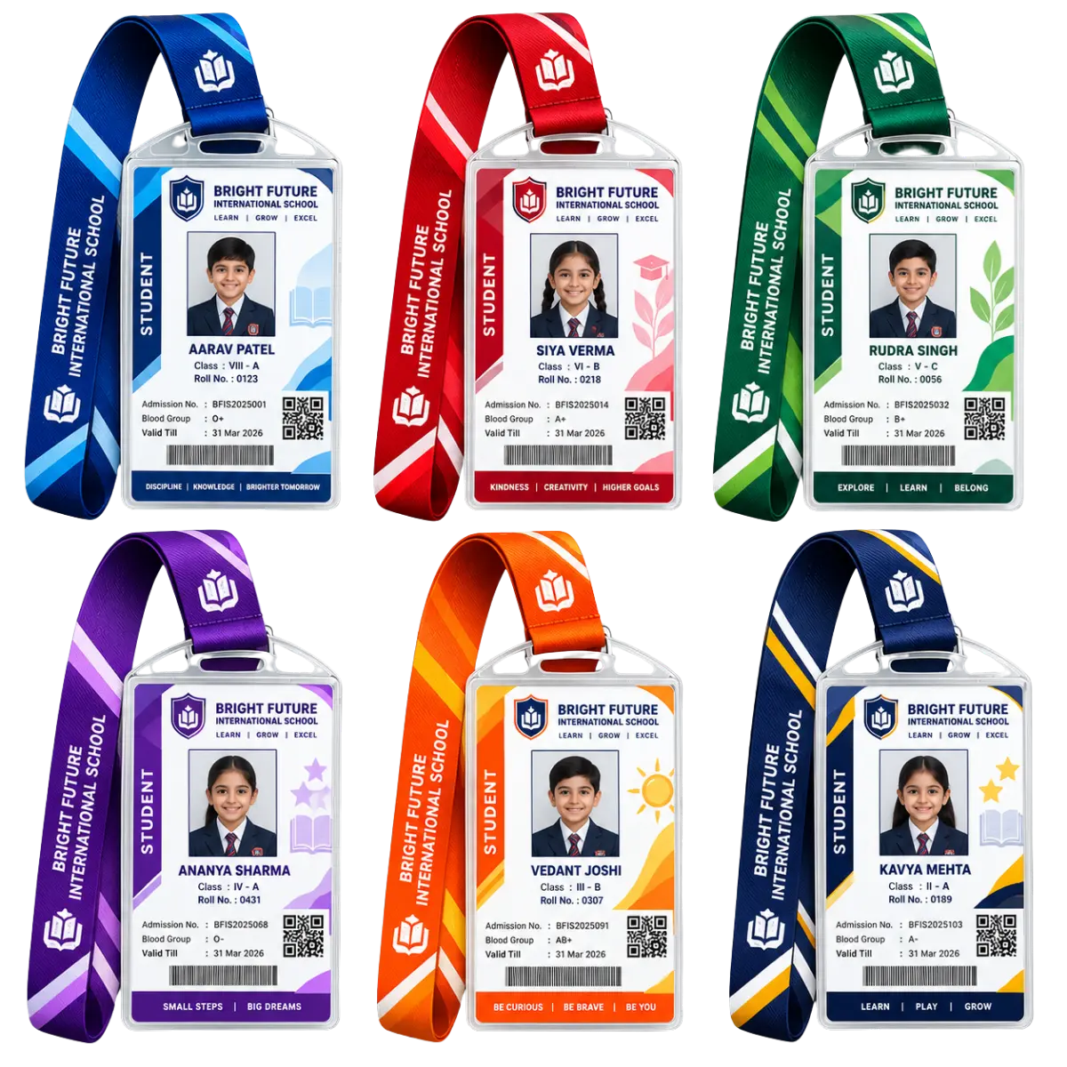 Students & Academics School and Student ID Card Sets with Lanyards and Holders by IDGen