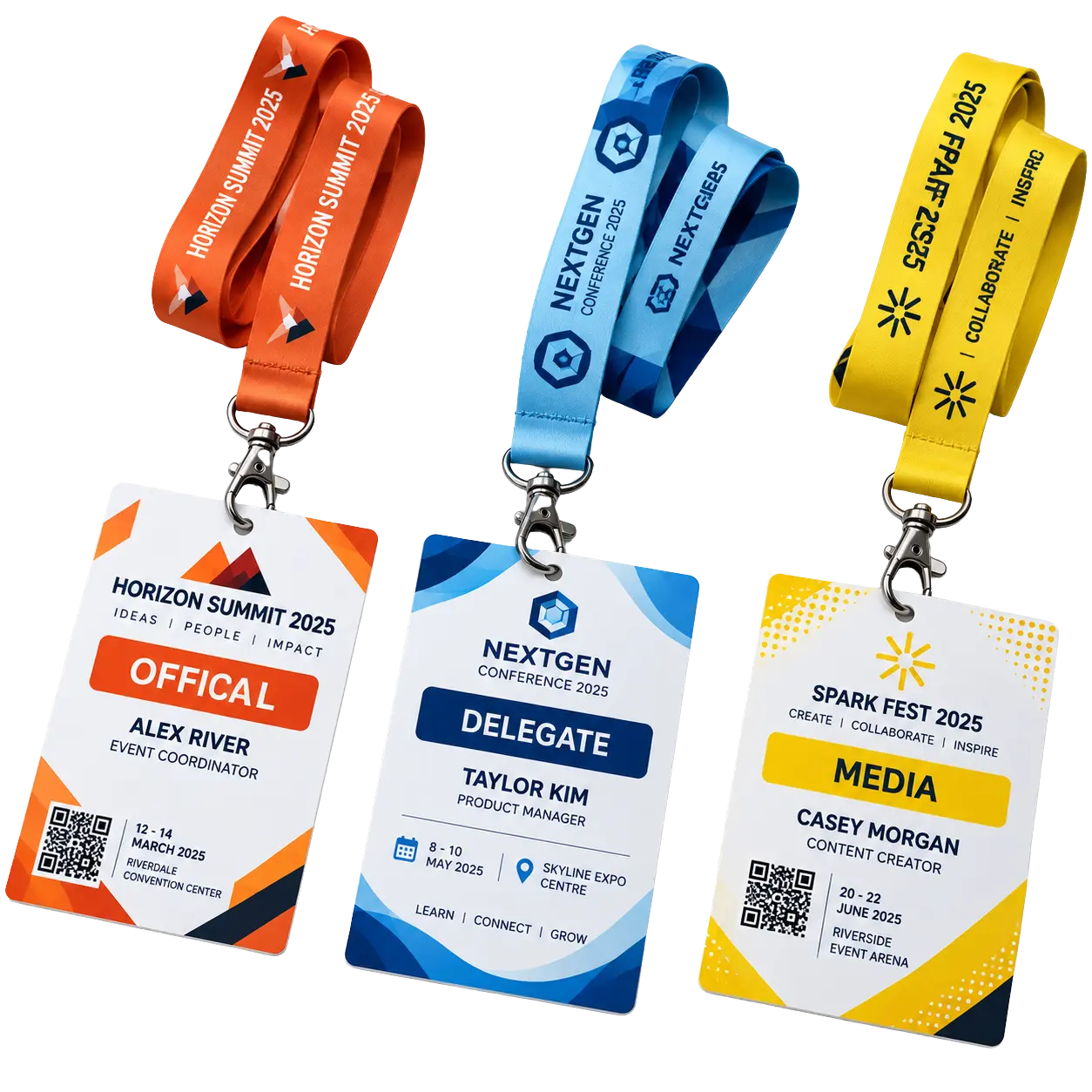 Event Card Printing Custom event cards with clear IDGen logo and branded lanyards
